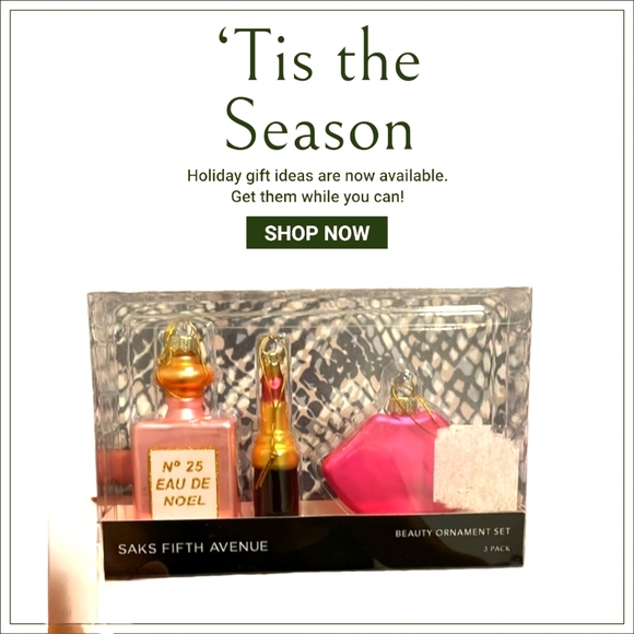 SAKS FIFTH AVENUE Beauty Ornament Gift Set of 3 NEW IN BOX ๐๐๐ค๐ผ - Picture 2 of 4
